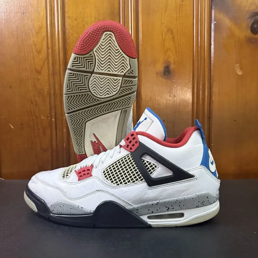 Jordan 4 What The Size 12 Men CI1184-146 Mismatch White Blue Red Cement